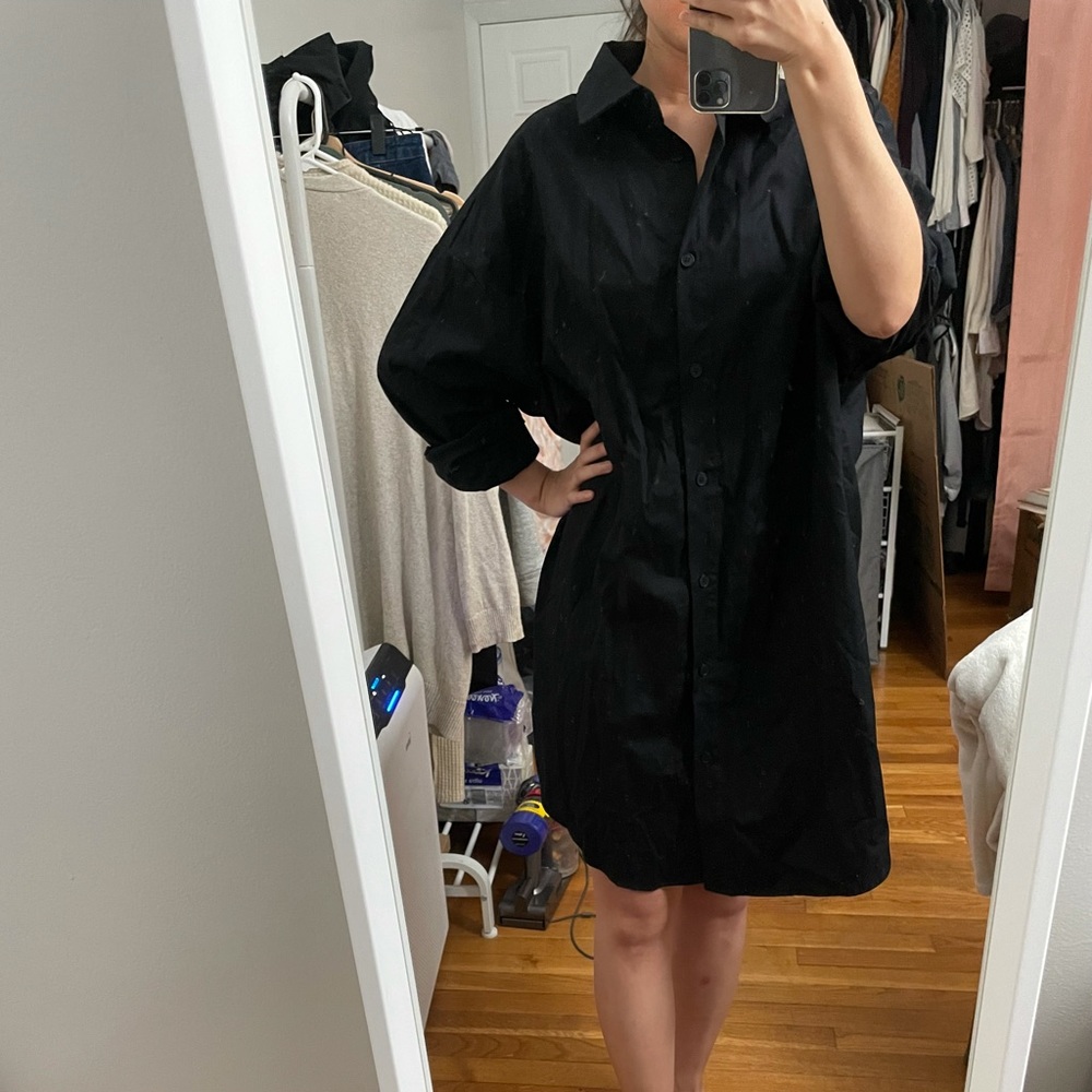Oversized Shirt dress in black